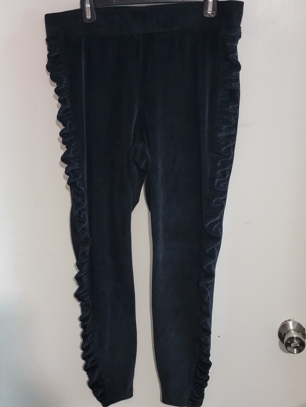Torrid Black Velour Leggings with Side Ruffle